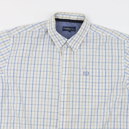 Mens UK Size L EAST White  Button-Up Short Sleeve Casual Shirt