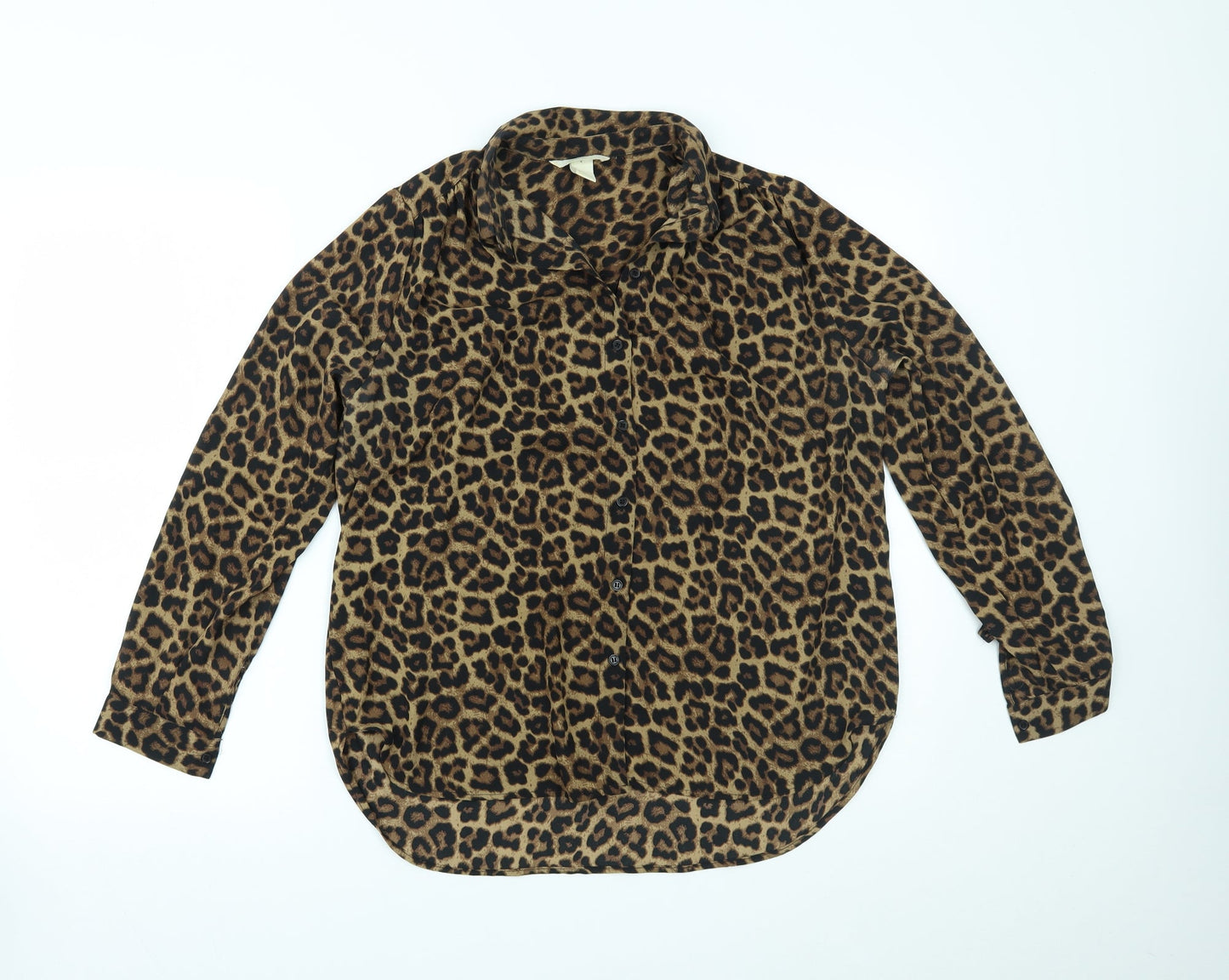 Womens UK Size 10 H&M Brown Basic Button-Up