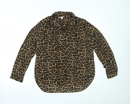 Womens UK Size 10 H&M Brown Basic Button-Up