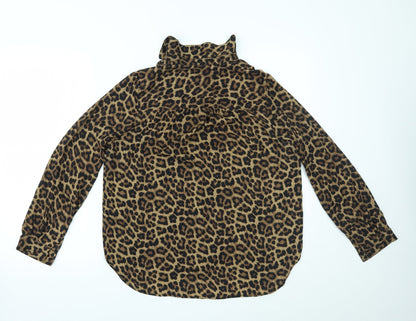 Womens UK Size 10 H&M Brown Basic Button-Up