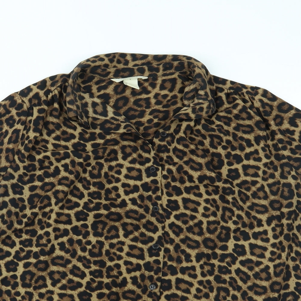 Womens UK Size 10 H&M Brown Basic Button-Up