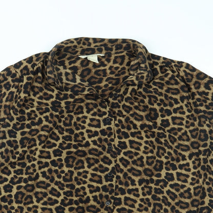 Womens UK Size 10 H&M Brown Basic Button-Up