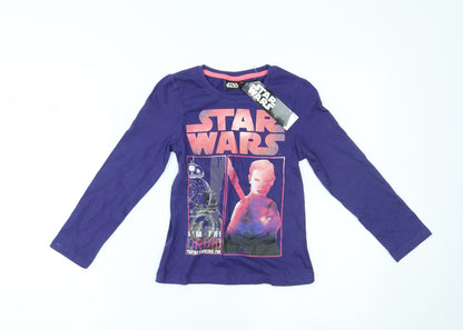 Star Wars Girls Purple   Top Pyjama Top Size 8 Years  - Star wars