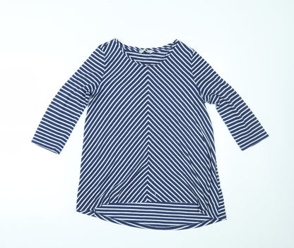 TU Womens Blue Striped  Basic Blouse Size 12