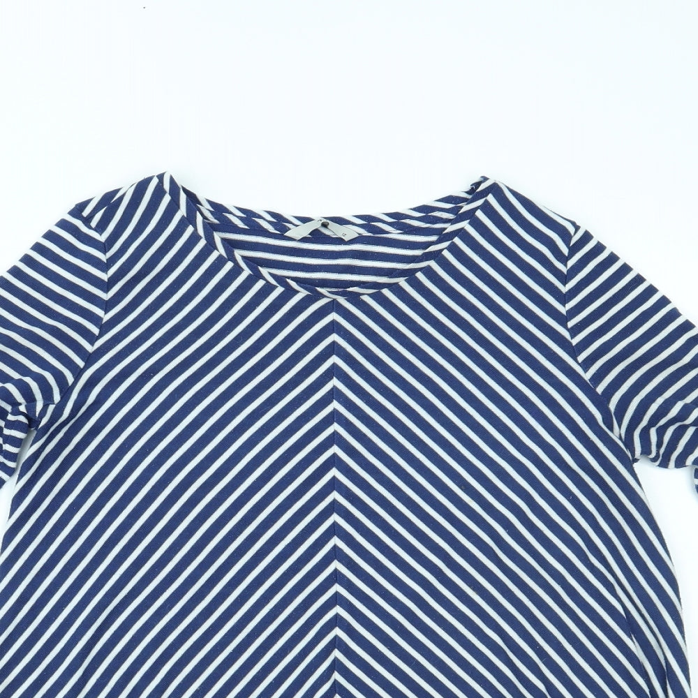 TU Womens Blue Striped  Basic Blouse Size 12