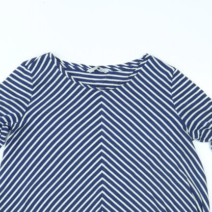 TU Womens Blue Striped  Basic Blouse Size 12