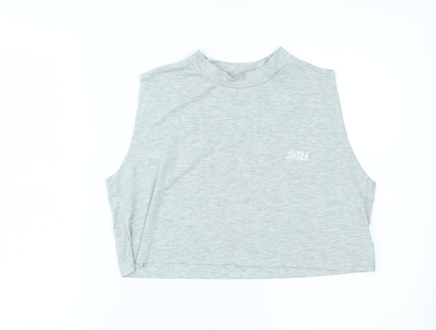 Womens UK Size XS SikSilk Grey Cropped Tank