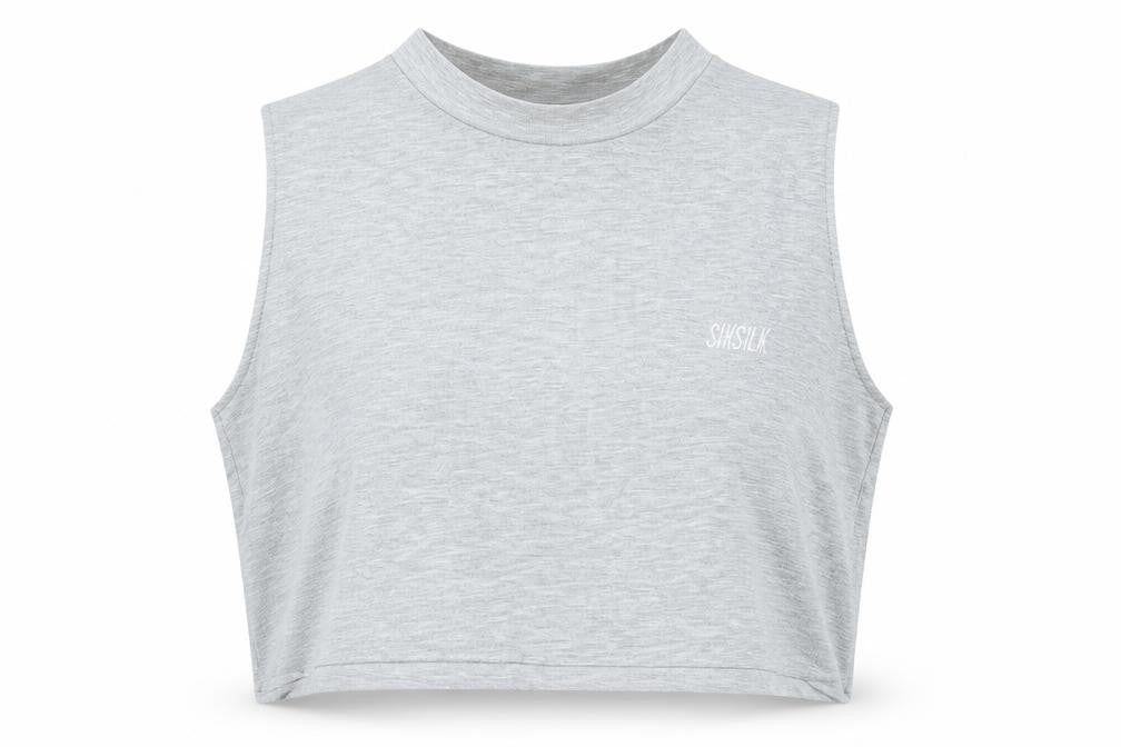 Womens UK Size XS SikSilk Grey Cropped Tank