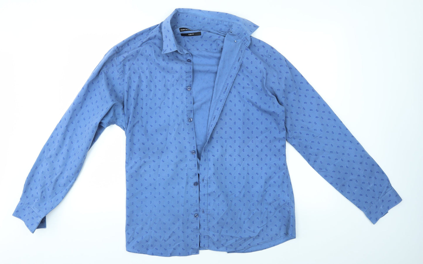 Mens UK Size 16.5 Cedar Wood State Blue  Button-Up Long Sleeve Casual Shirt