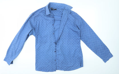 Mens UK Size 16.5 Cedar Wood State Blue  Button-Up Long Sleeve Casual Shirt