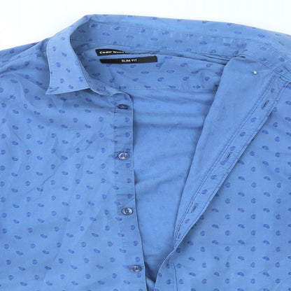 Mens UK Size 16.5 Cedar Wood State Blue  Button-Up Long Sleeve Casual Shirt