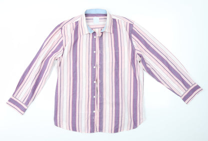 Samuel Windsor Mens Multicoloured Striped   Button-Up Size L