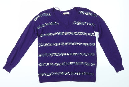 Womens UK Size S FRANSA Purple Pullover Jumper