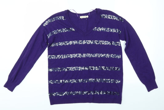 Womens UK Size S FRANSA Purple Pullover Jumper