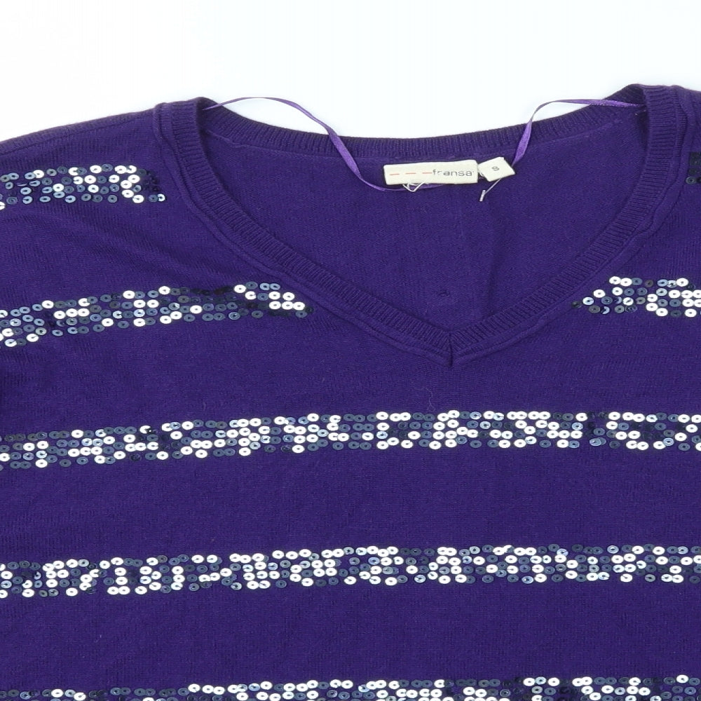 Womens UK Size S FRANSA Purple Pullover Jumper