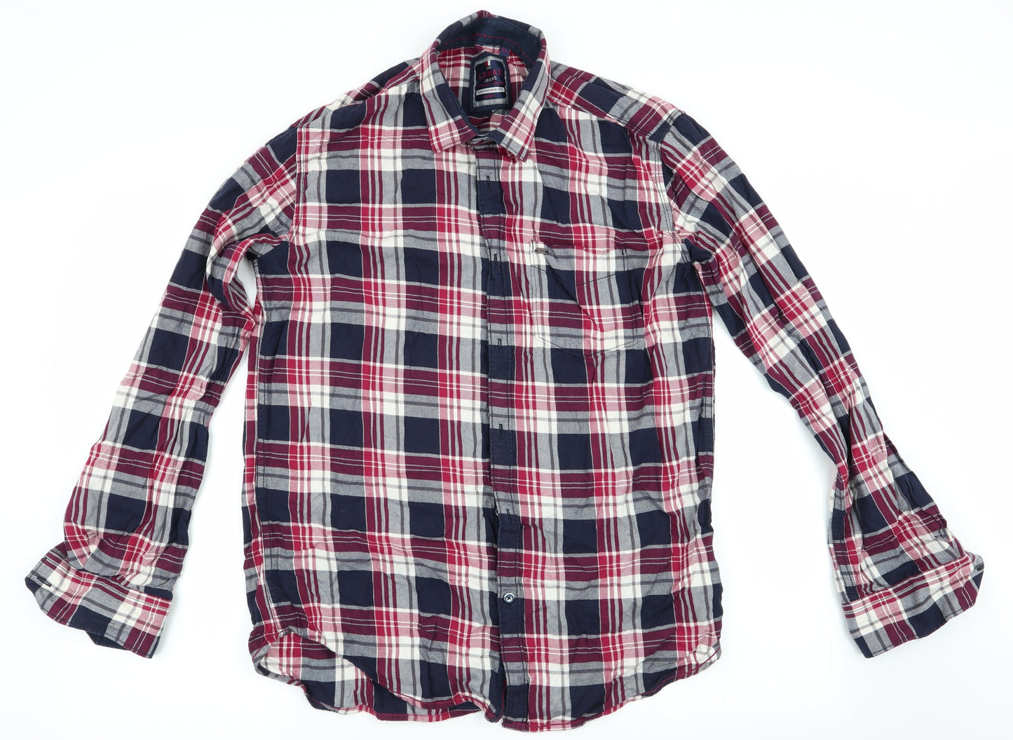 The Lemax Jeans Mens Blue Check   Button-Up Size XL