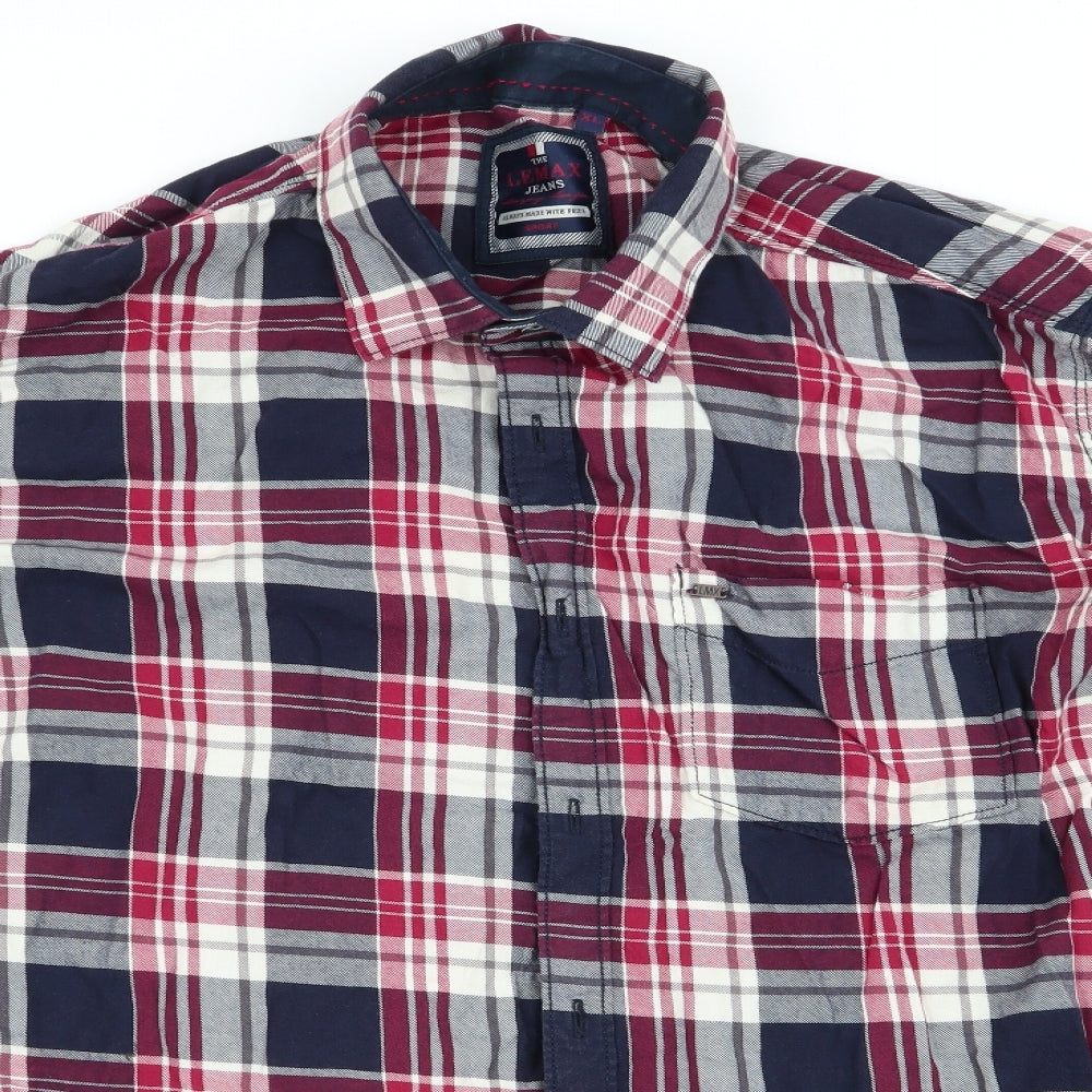 The Lemax Jeans Mens Blue Check   Button-Up Size XL