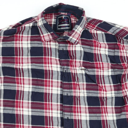 The Lemax Jeans Mens Blue Check   Button-Up Size XL