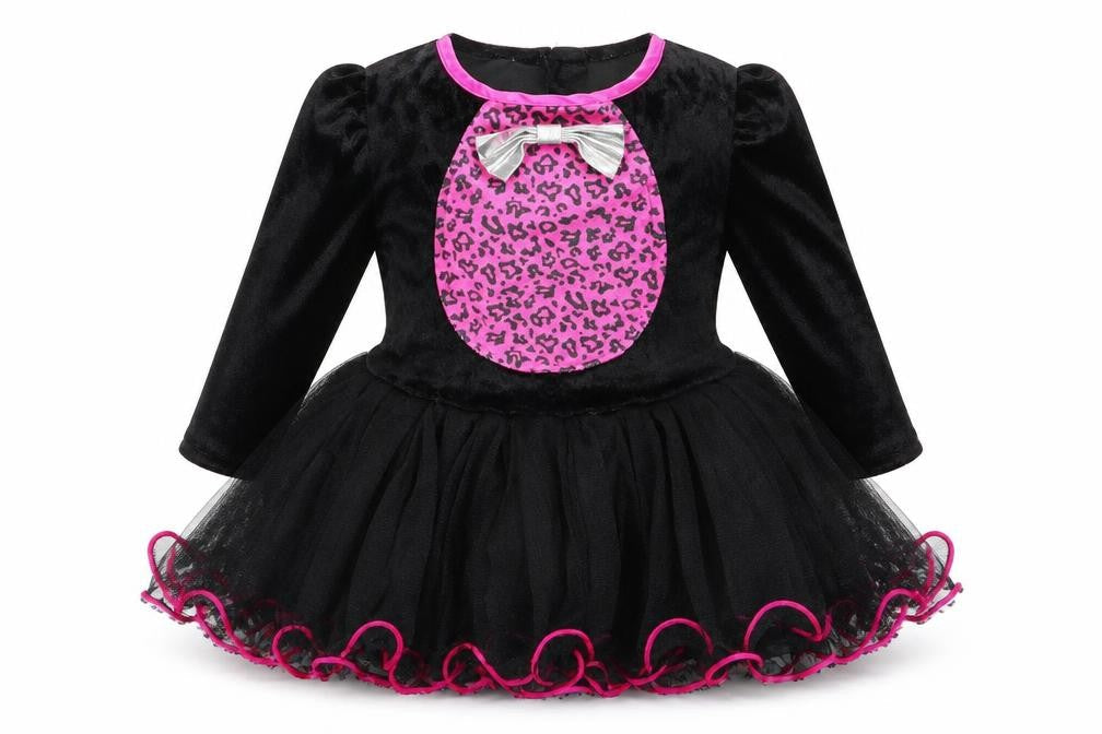 George Girls Black Animal Print  Fit & Flare  Size 12 Months