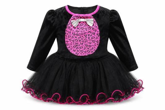 George Girls Black Animal Print  Fit & Flare  Size 12 Months