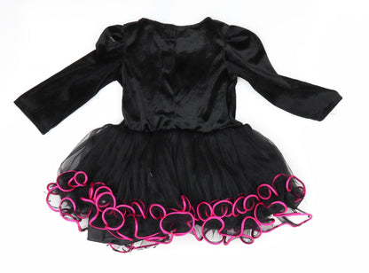 George Girls Black Animal Print  Fit & Flare  Size 12 Months