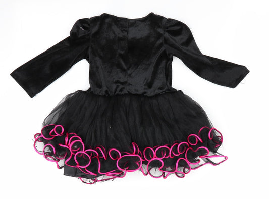 George Girls Black Animal Print  Fit & Flare  Size 12 Months