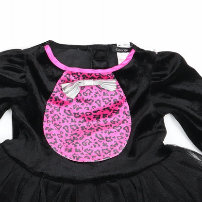 George Girls Black Animal Print  Fit & Flare  Size 12 Months