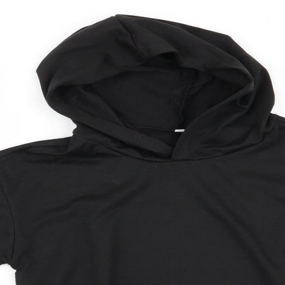 Preworn Girls Black   Pullover Hoodie Size 8 Years
