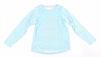 Matalan Girls Blue Solid   Pyjama Top Size 12 Years  - Roll me in fairy dust