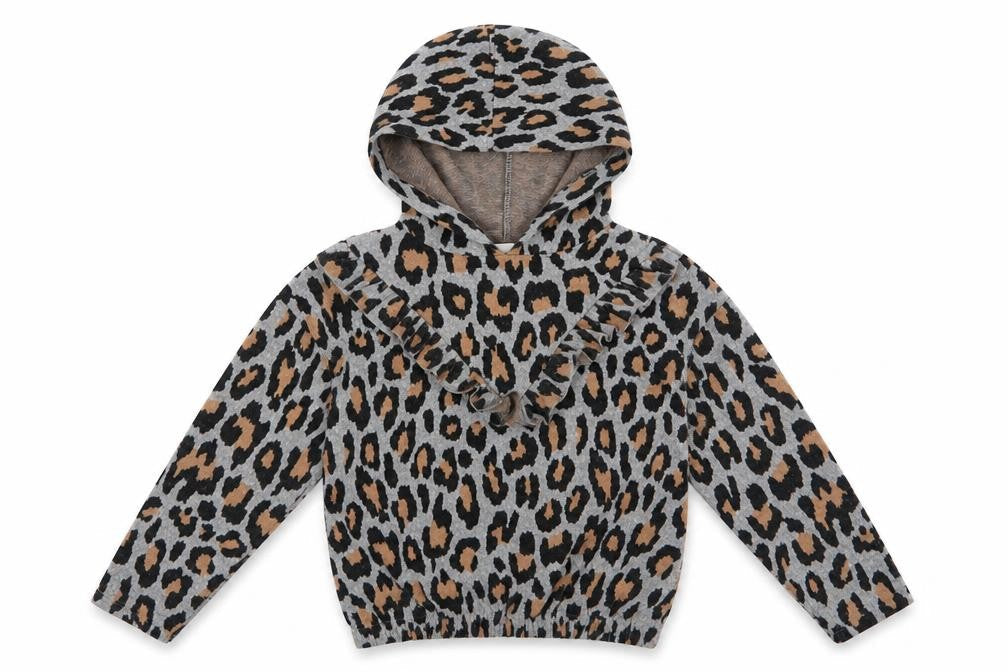 I Love Girls Wear Girls Grey Animal Print  Pullover Hoodie Size 8 Years