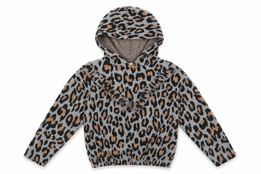 I Love Girls Wear Girls Grey Animal Print  Pullover Hoodie Size 8 Years