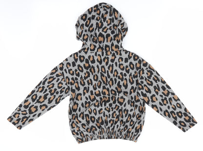 I Love Girls Wear Girls Grey Animal Print  Pullover Hoodie Size 8 Years