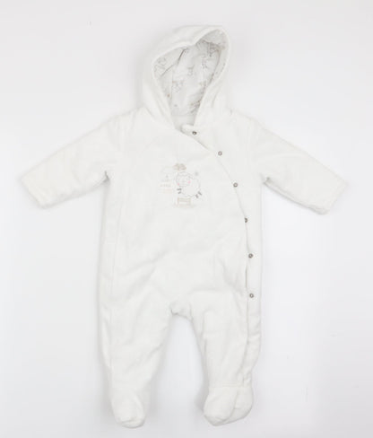 Mothercare Girls White Animal Print  Coverall One-Piece Size 3-6 Months
