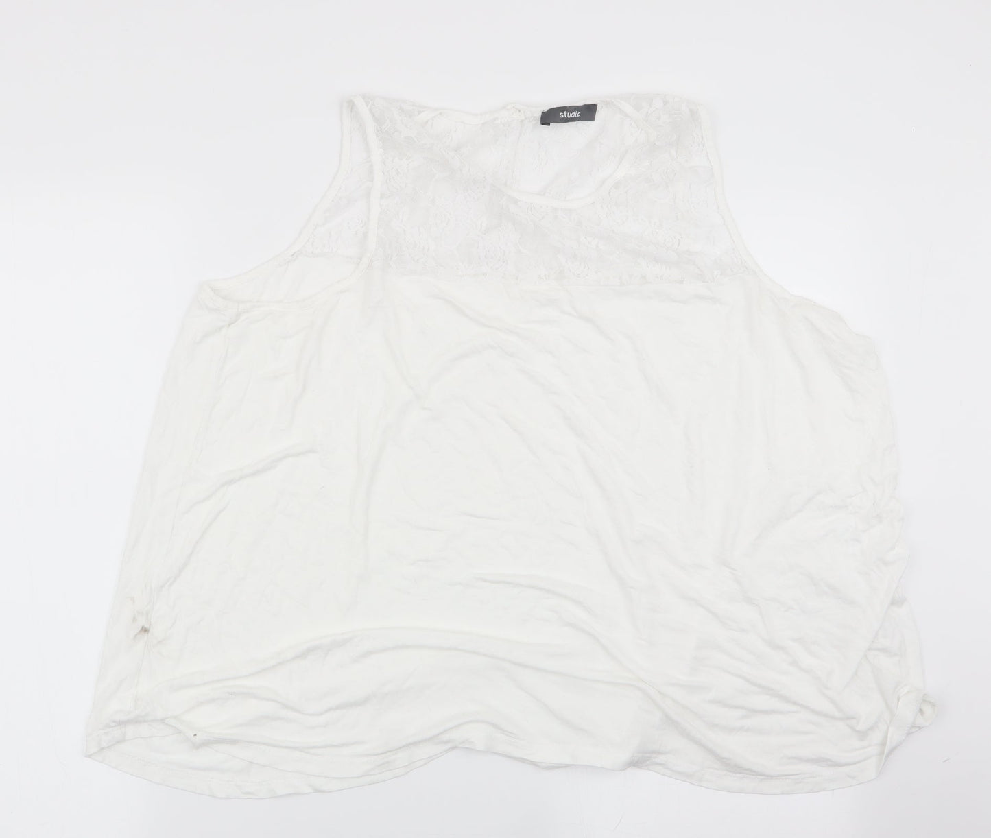 Womens UK Size 24 Studio White Basic T-Shirt