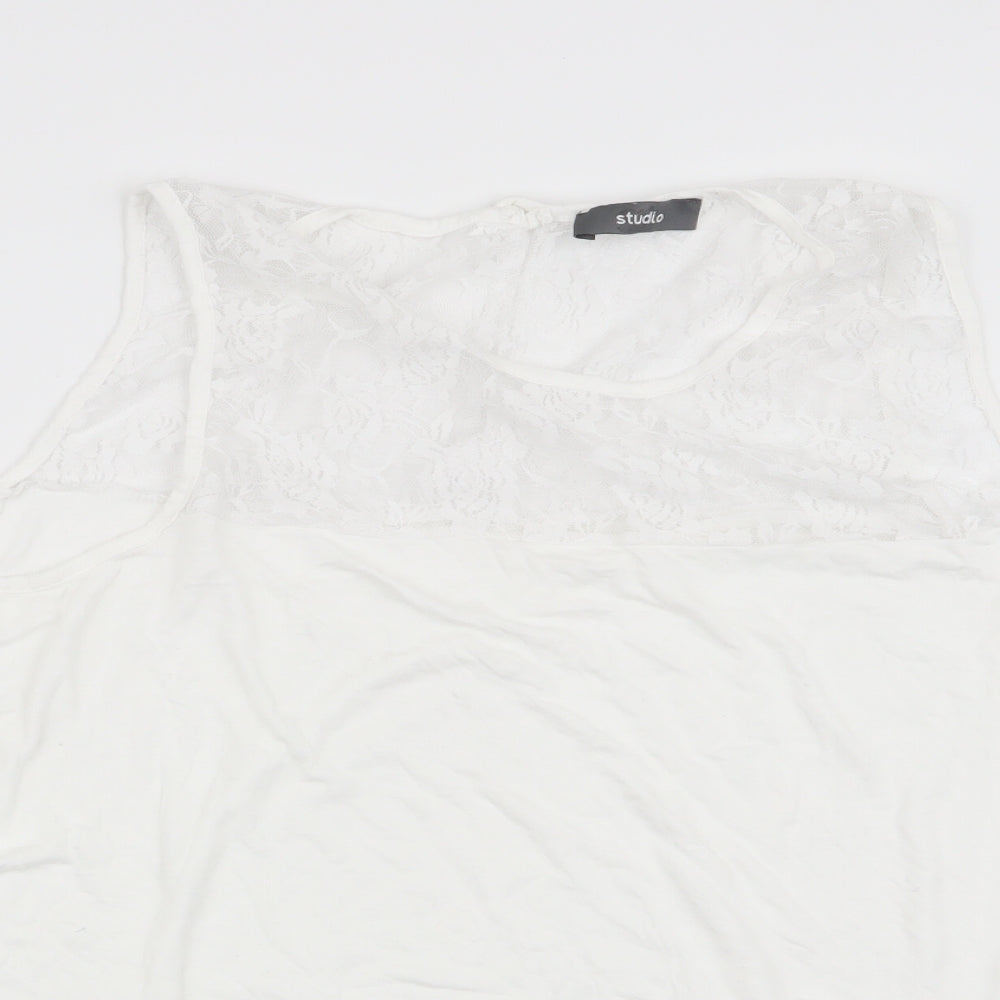Womens UK Size 24 Studio White Basic T-Shirt