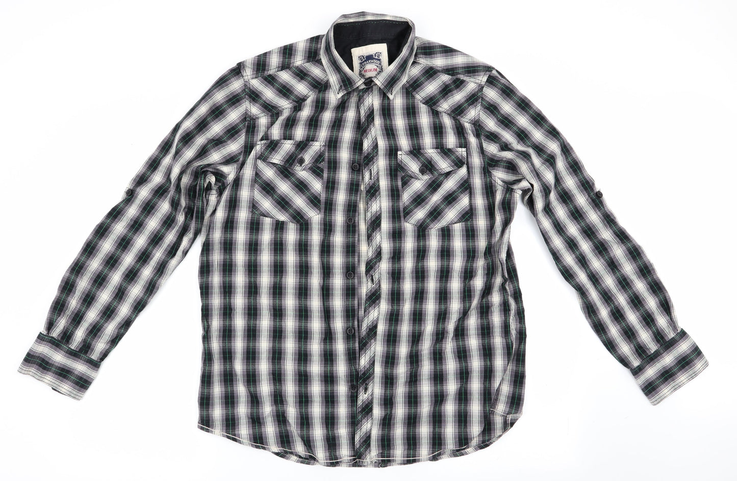 Mens UK Size M Cedar Wood State Black  Button-Up Long Sleeve Casual Shirt