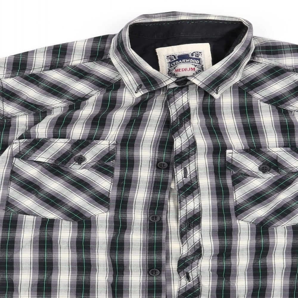 Mens UK Size M Cedar Wood State Black  Button-Up Long Sleeve Casual Shirt