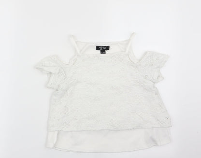 New Look Girls White Floral  Tunic T-Shirt Size 10-11 Years