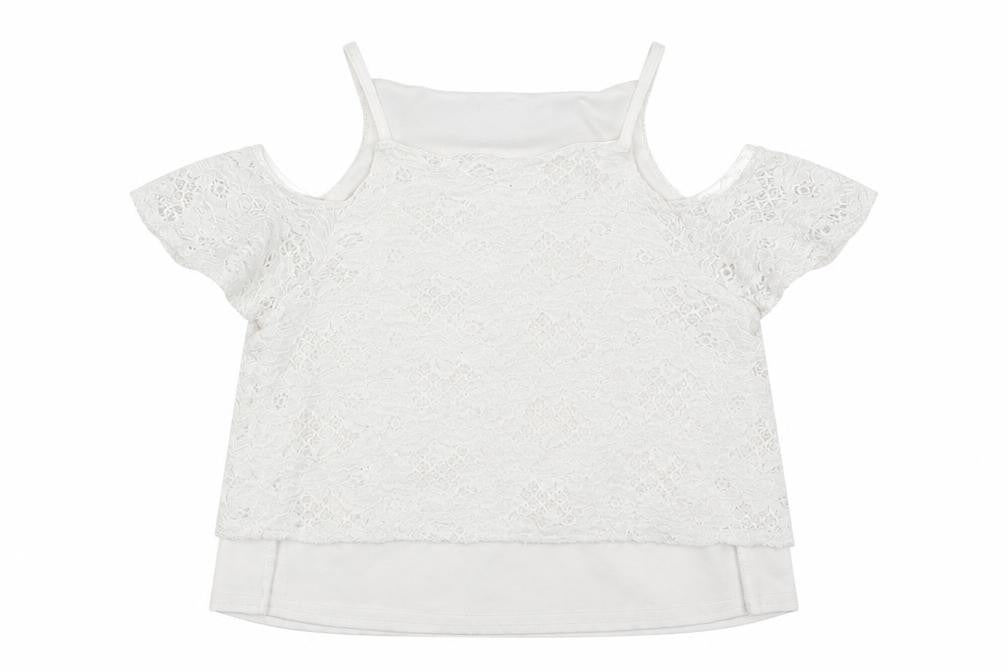 Front view of New Look girls’ white floral tunic t-shirt, size 10-11, years