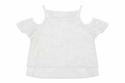 Front view of New Look girls’ white floral tunic t-shirt, size 10-11, years
