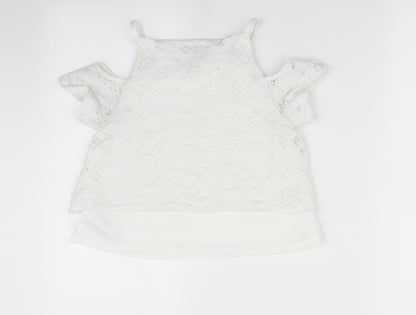 New Look Girls White Floral  Tunic T-Shirt Size 10-11 Years