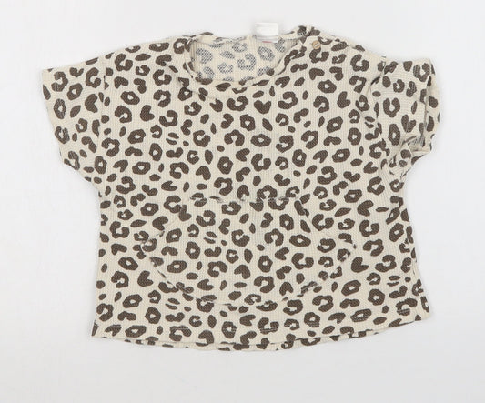 Preworn Girls Multicoloured Animal Print  Basic T-Shirt