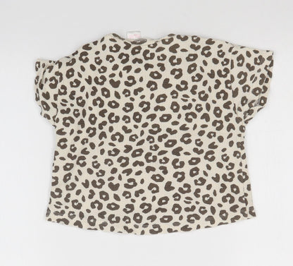Preworn Girls Multicoloured Animal Print  Basic T-Shirt