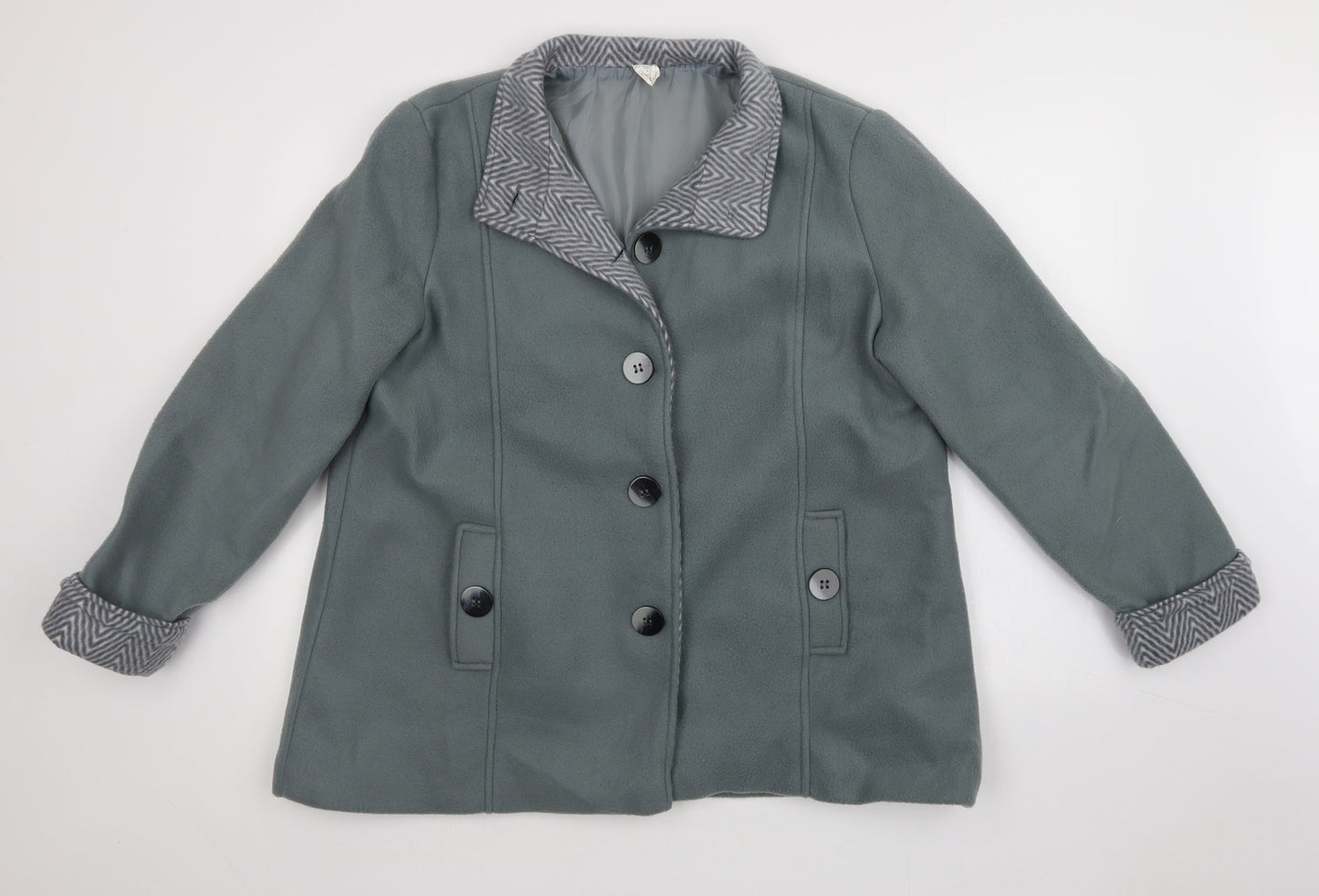 ANNE DDE LANCAY Womens Green   Overcoat Coat Size L