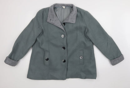 ANNE DDE LANCAY Womens Green   Overcoat Coat Size L