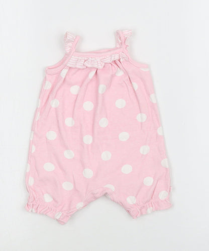 TU Girls Pink Polka Dot  Babygrow One-Piece Size 0-3 Months