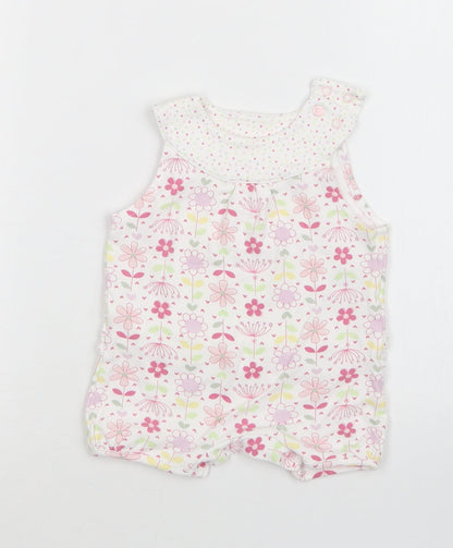 M&S Girls Multicoloured Floral  Romper One-Piece Size 0-3 Months