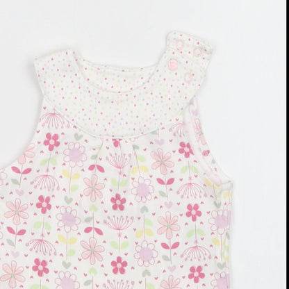 M&S Girls Multicoloured Floral  Romper One-Piece Size 0-3 Months