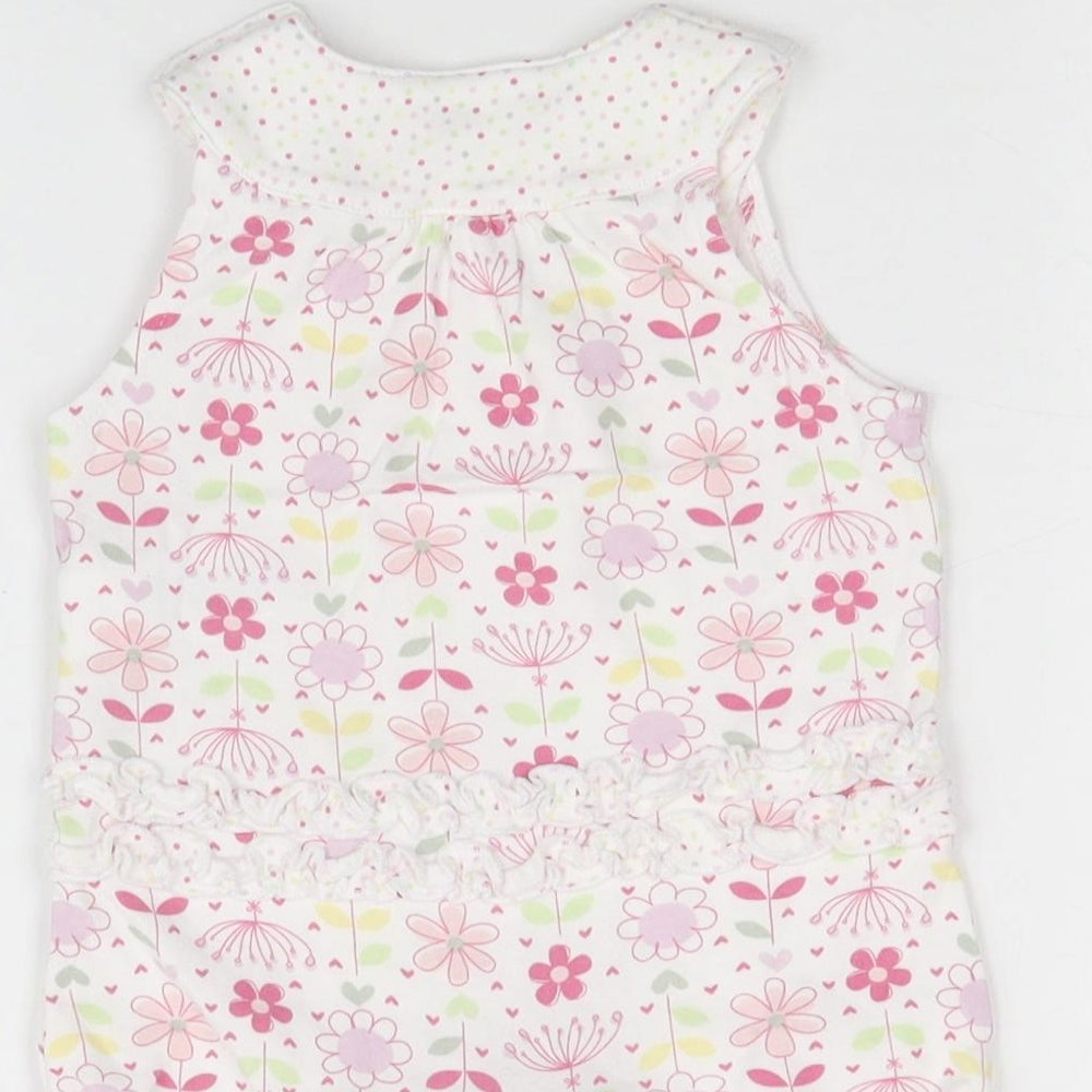 M&S Girls Multicoloured Floral  Romper One-Piece Size 0-3 Months