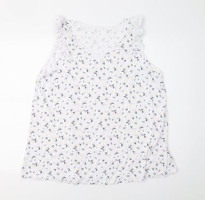 Womens UK Size L Preworn White Basic Tank